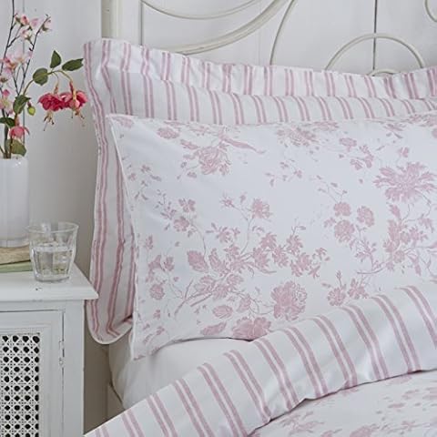 HLS Bedding Classic Charlotte Thomas Amelie Standard Housewife Pillowcase Pair, Pink - 50 x 75 cms Cover