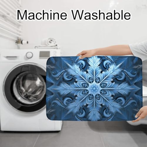 Tapis de bain séchage rapide et antidérapant bleu lot de 3 - 8