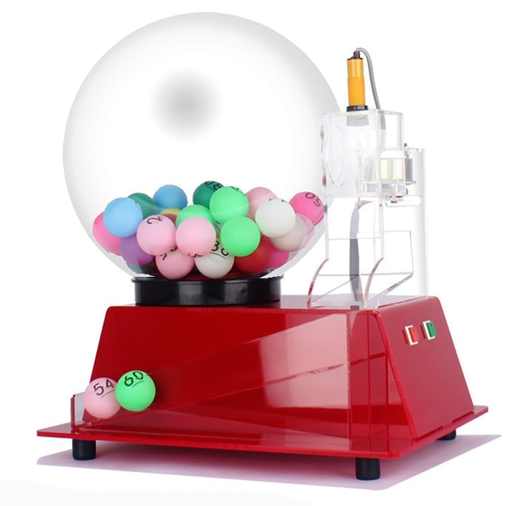 HTDRE 60-Ball Automatic Lottery Drawing Machine |Transparent Bingo Cage Set for Entertainment Venues | Acrylic Balls | Fun & Excitement
