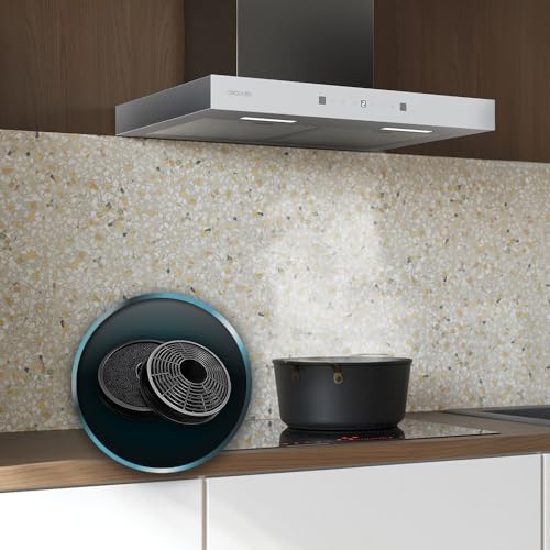 Cecotec Dunstabzugshaube 60 cm Flux TT 605500 Glas Weiß A++. 70W, Front aus weißem Glas, Niedriger Verbrauch, Absaugleistung 550m3/h, Touch-Steuerung, 3 Stufen, LED-Licht, Aktivkohlefilter