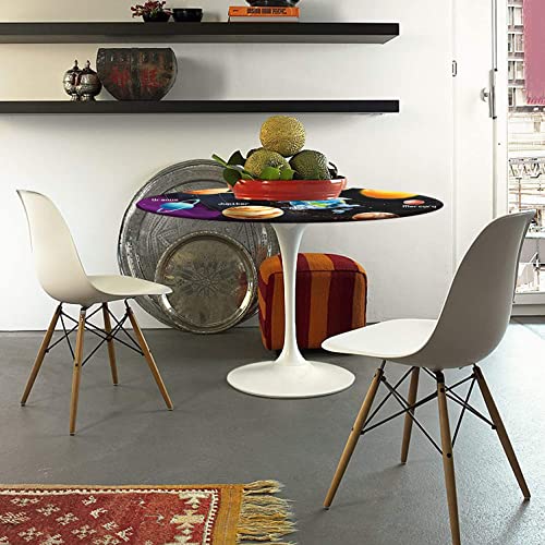 Cameon Outer Space Round Tablecloth With Elastic Edged, Solar System Planet Theme Table Cloth, Waterproof Wipeable Cover Patio Use - Fits Tables Up To 24Inches 28Inches , Multicolor #TOP1
