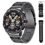 LIGE Smartwatch Herren, 1.32 Zoll HD Colour Display Fitnessuhr mit Herzfrequenz Schlafmonitor, 21 Sportmodi Aktivitäts Tracker, IP68 wasserdichte Edelstahl Fitness Tracker für iOS Android Schwarz