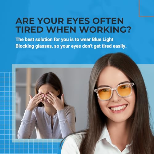 Image of Ultra-Lightweight Blue Light Blocking Glasses,20x Effect,for Women & Men,Ease Digital Eye Strain,Dry Eyes,with Case