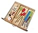 Lipper International Bamboo Wood Custom Fit Adjustable Kitchen Drawer Dividers, Set of 2