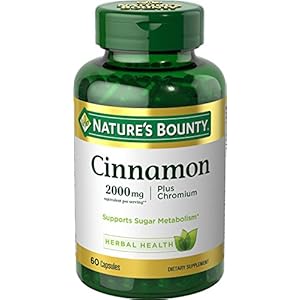 Nature’s Bounty Cinnamon Pills and Chromium Herbal Health Supplement, Promotes Sugar Metabolism and Heart Health, 2000g…