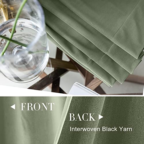 Jinchan Velvet Blackout Curtains For Living Room, Thermal Insulated Luxury Drapes For Bedroom 96 Inch Long, Room Darkening Window Treatments Rod Pocket 1 Panel, Sage Green #TOP3