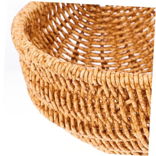 LIFKOME Rattan Storage Basket Candy Basket Picnic Shopping Basket with Handle Wicker Woven Basket Bread Fruit Snack Vegetable EggBasket for Home Kitchen Camping Outdoor
