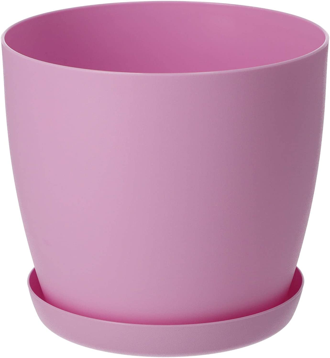 B2C Flower Pots 6 Colours 8 sizes Matt Plastic Plant Pots Planter + Saucer Tray Deco (Pink Matt, 20 cm)