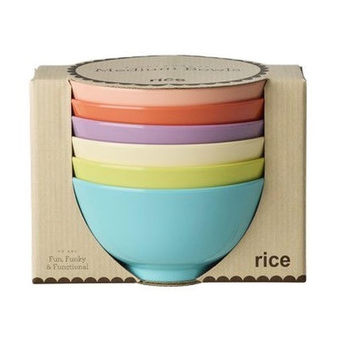 Rice Lot de 6 bols en mélamine - Diamètre : 15 cm - Bols robustes d'une capacité d'environ 700 ml - Passe au lave-vaisselle - Polyvalent pour les céréales, les collations, les salades et la vie
