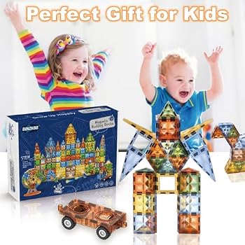 Blocs Magnétiques Lumineux BINZKBB 110 Pièces - Jeu Construction Enfants 3+ Ans