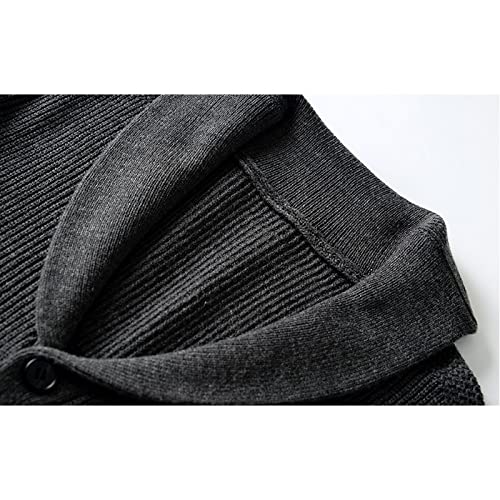 Men's Shawl Collar Cardigan Sweater Slim Fit Cable Knit Button up Wool Sweater3