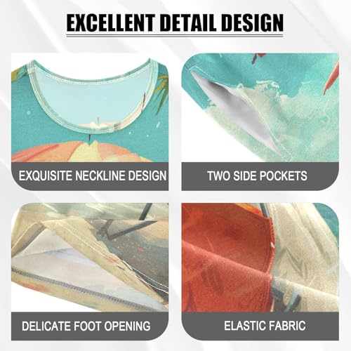 ALAZA Bird on The Summer Beach Pajama Set Short Sleeve Sleepwear Soft Lounge Nightwear4