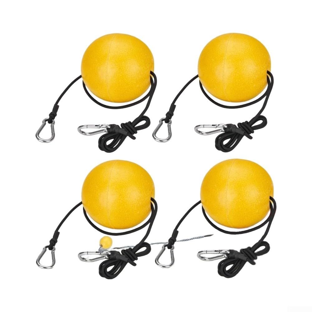 Marqueurs flottants pour ancres avec corde élastique et clip inox (Lot de 4 bouées)