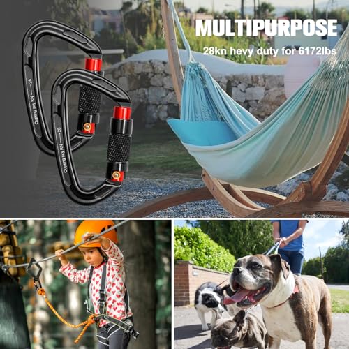 Image of Oupeng sky Auto Locking Carabiner Clips - 28KN (6172lbs) Heavy Duty Caribeaners, Large Carabiner Clip for Keychains,Hammock,Camping, Gym, Hiking, Outdoor ,Dog Leash