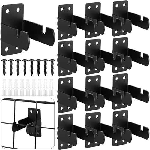 Thyle 12 Pack Gridwall Mount Brackets Metal Double Hook with Screws Wire Grid Panel Hooks Accessories for Warehouse Clothing Store Shop Cloakroom Retail Display Garage Office Wall Organization