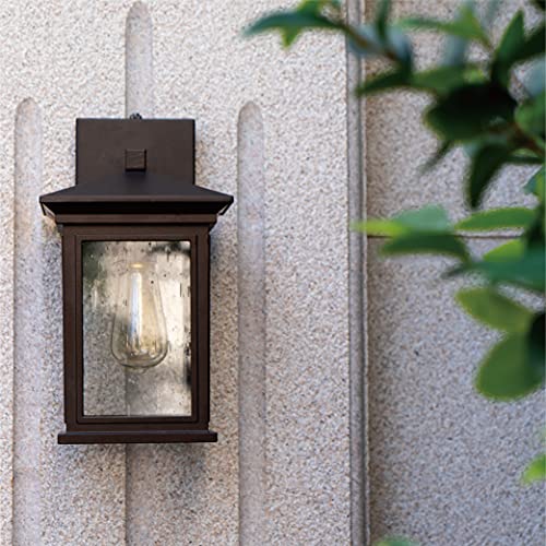 Jetima Outdoor Wall Light With Dusk To Dawn Photocell Sensor, Wall Sconce In Oil Rubbed Bronze (Orb) Finish With Clear Seeded Glass, Wall Lantern For Entryway, Porch, Doorway(2 Pack) #TOP5