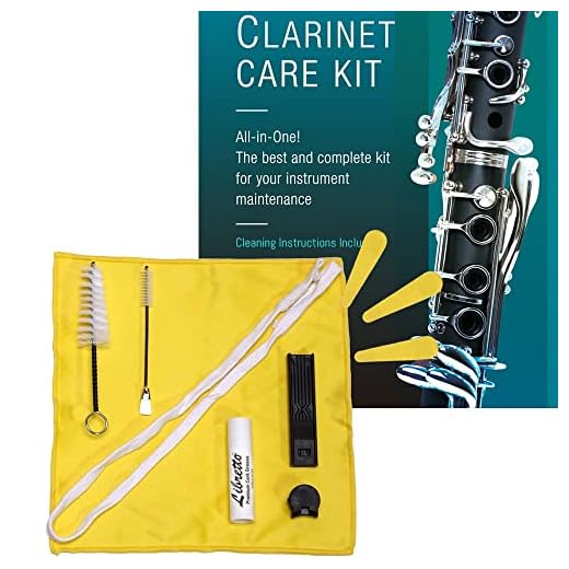 Libretto Clarinet All-Inclusive Care Kit: Mouthpiece Brush + Dust Brush + Microfiber Cleaning Cloth + Thumb Rest + Premium Cork Grease, Microfiber Pad Dryers x 3, Time to Clean Your Clarinet!