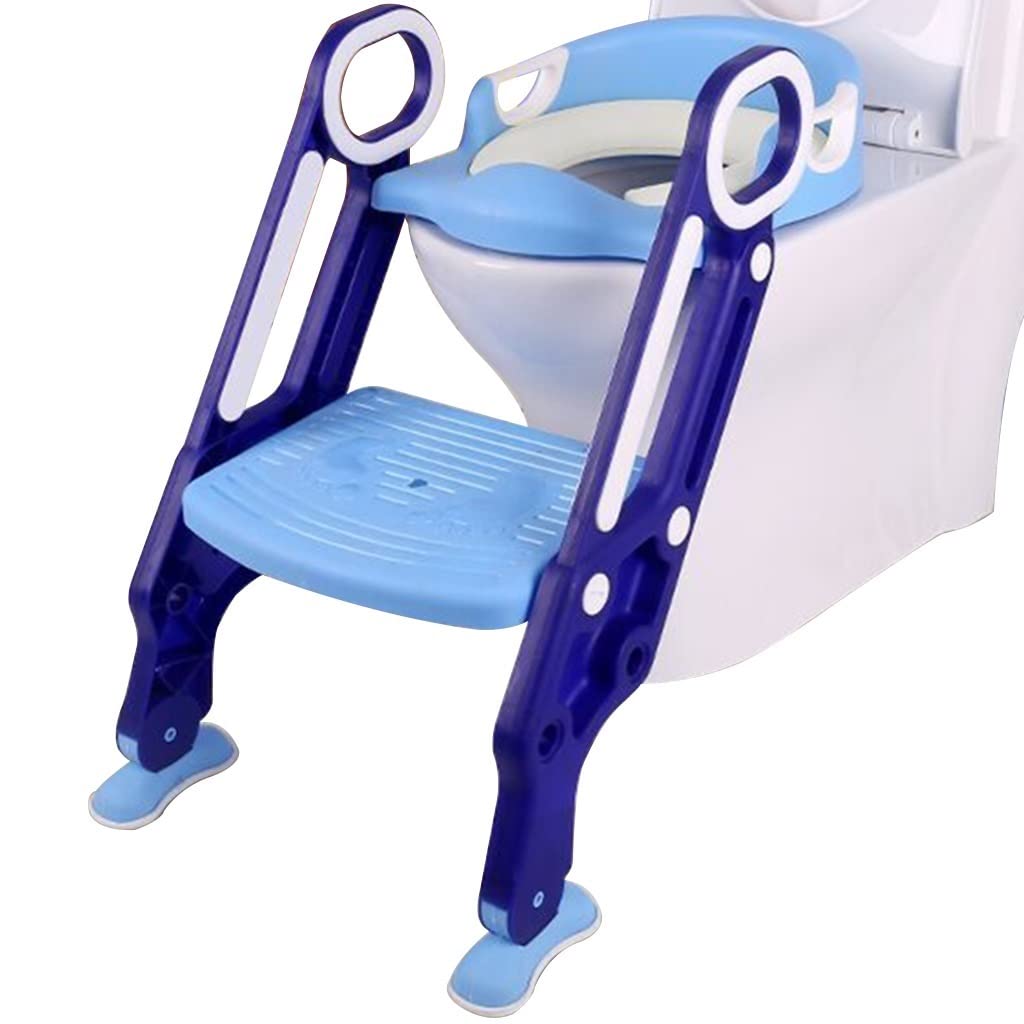 Reducteur Toilette avec Marche Entraînement Ajustable pour Petits Garçons Et Filles Siège Formation Toilette, Pliable, 2 Options De Coussin De Siège, Porteur 80kg