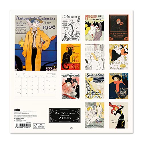 Art Nouveau Wall Calendar 2023 12" X 12" Fsc®| Starts Week On Sunday | Square Wall Calendar 2023 | Family Planner Calendar 2023 | Art Calendar 2023 | + 4 Bonus Months #TOP1
