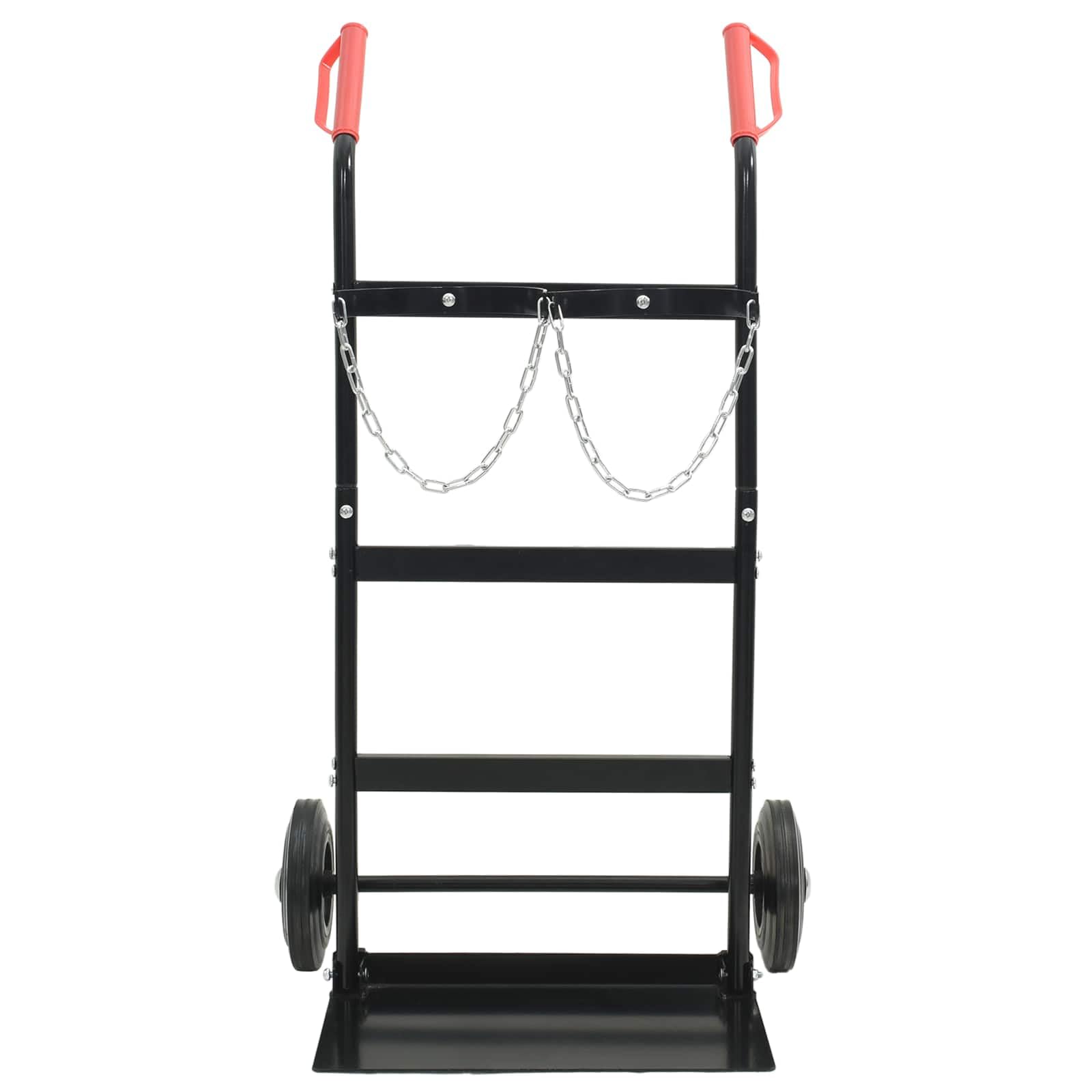 Handwagen Stahl schwarz und rot 63 x 43,5 x 110 cm pulverbeschichtet Transportwagen für drinnen und draußen vielseitiger Rollwagen mit robuster Plattformwagen Funktion