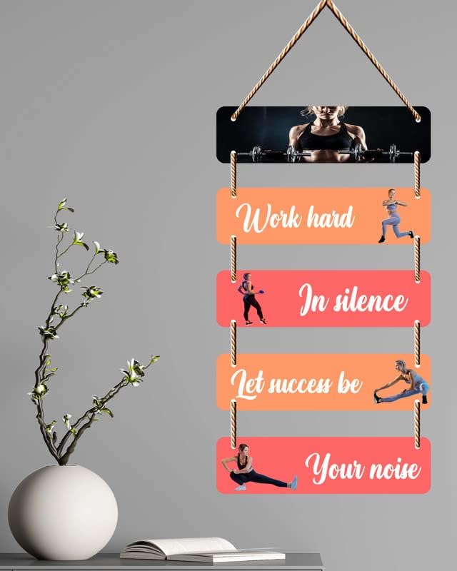 SAF Wall Hanging-Work Hard In Silence lets success be your noice Wall Art MDF Wooden Wall Hanger for Living Room | Bedroom | Office | Gift | Wall Hanging For Home Decoration | Canvas Painting WH-100