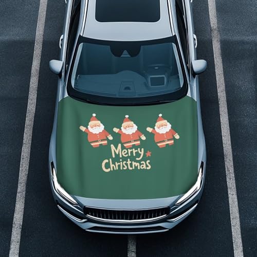 Image of Christmas Greetings Car Hood Cover Elastic Polyester Car Hood Cover Removable Automotive Accessories Easy Installation for Car Hood Christmas Decoration and Gifts