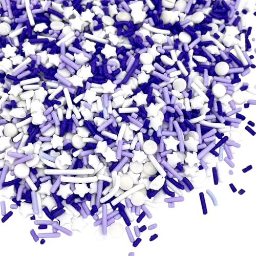 Image of Manvscakes Sprinkles- Edible Cake and Cupcake Sprinkles with Assorted Shapes and Sizes, Purple Sprinkle Mix for Cookies, Ice Cream, Cake and Cupcake Decorating