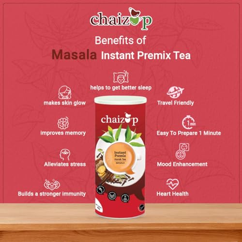 Image of Chaizup Premium 1 Min Instant Masala Tea Premix - 1kg Can | Masala Flavours | Approx. 72 Servings | 1kg