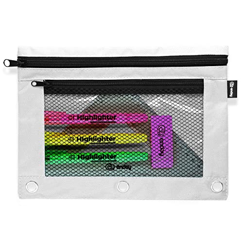 Image of Enday Grey Pencil Pouch For 3 Ring Binder, Zippered Binder Pencil Pouches, 3 Ring Pencil Pouch for Binder, Pencil Case for Binder, Large Pencil Bags for School, Home, and Office