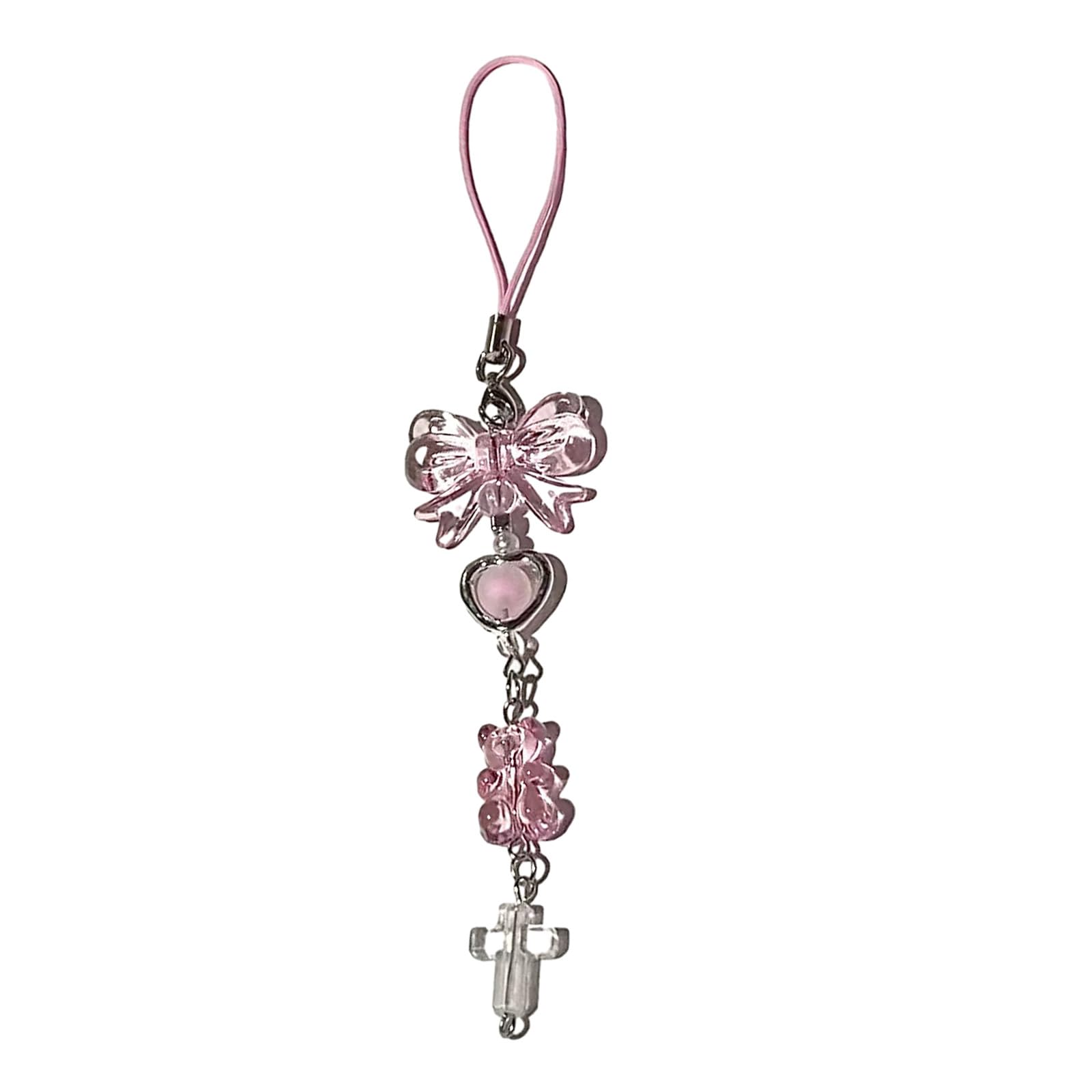 NEWFT Fashionable Butterfly Phones Chain Sweet Candy Heart Bag Pendant Charm Keychain