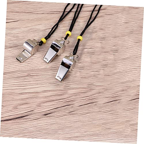 6 silbatos metálicos de acero inoxidable con cuerda miniatura 4