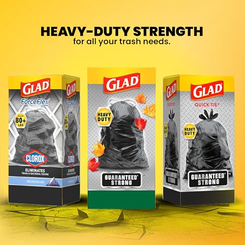 Image of Glad Large 30 Gallon Trash Bags, Unscented Heavy Duty Garbage Bags, Forceflex with Drawstring, 30 Count (Packaging May Vary)