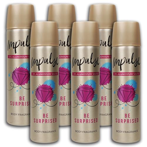 TOPDeal Confezione da 6 deodorante spray Impulse Be Surprised, 6 x 75 ml
