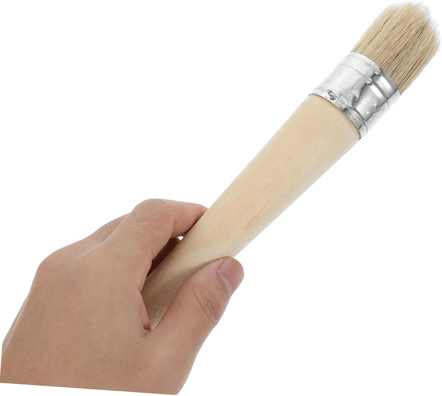 Uonlytech 5Pcs Round Brushes for DIY Painting and Furniture Waxing Ergonomic Long Handle Durable Bristles for Versatile and Art Projects