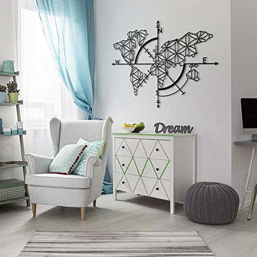 Northshire Large Metal World Map Wall Art 40"X28" - Compass Wall Decor Modern Wall Hanging For Home Decoration #TOP2