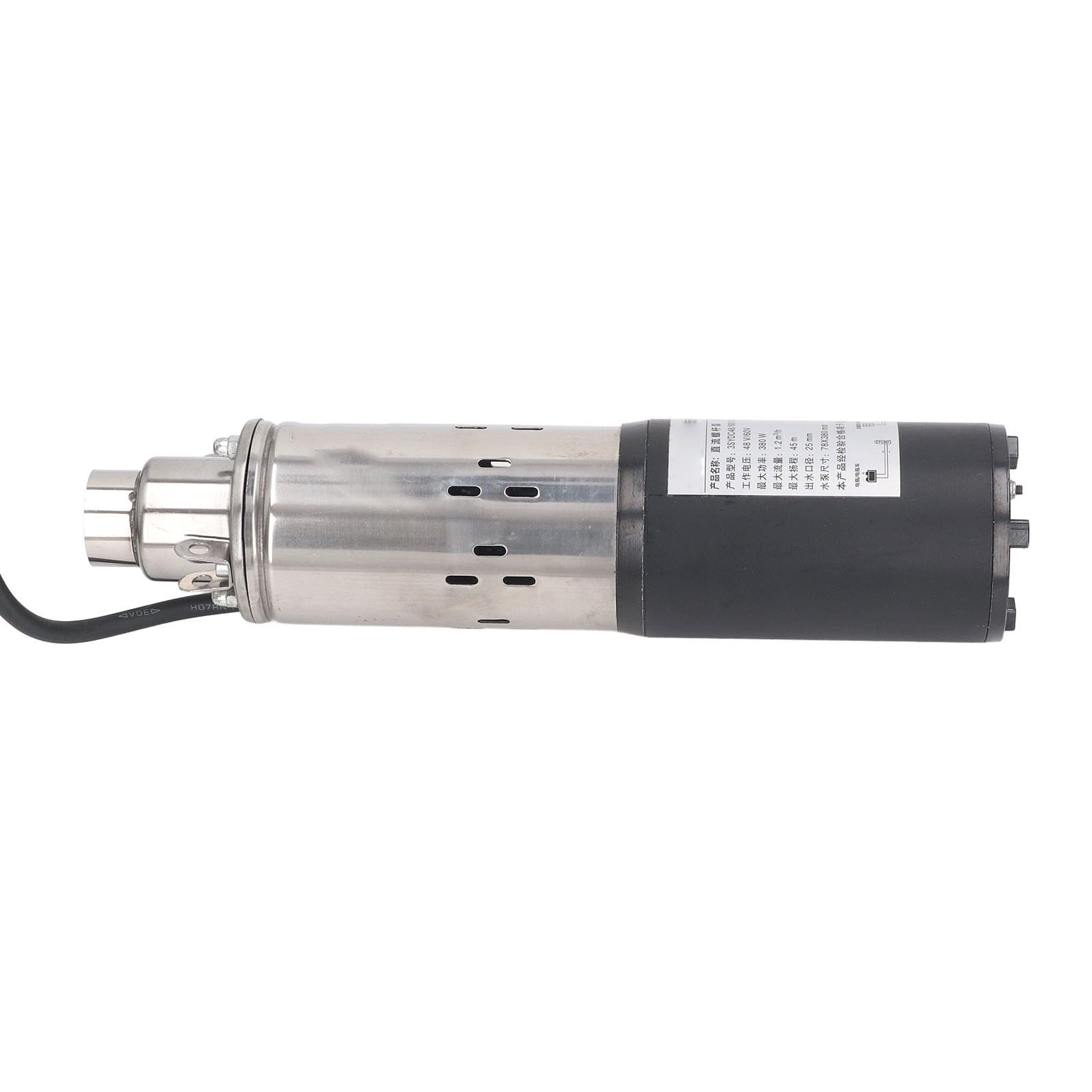 Cocoarm Bomba Solar CC, Bomba Sumergible de Tornillo de Acero Inoxidable 48 V 60 V 380 W 45 M Elevación 1,2 M³ H Salida de 1 Pulgada Barril de Motor de Hierro Fundido para Granja de Estanques de