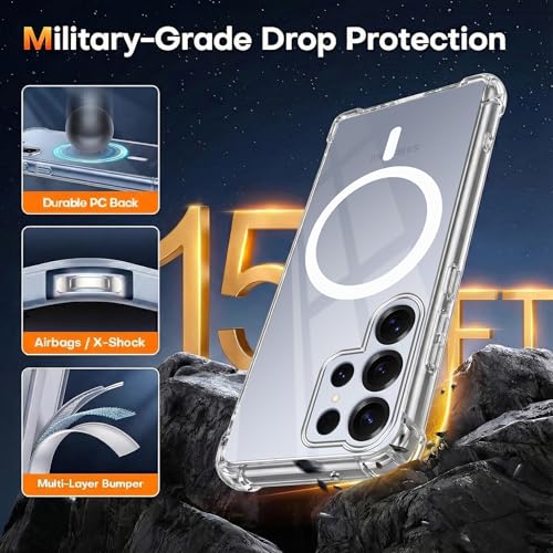 Image of Jkobi Shockproof Crystal-Clear Back Cover for Samsung Galaxy S25 Ultra (Magsafe Wireless Support | Drop & Camera Protection | Hard Polycarbonate)
