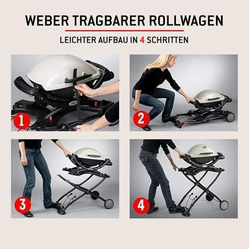Weber Rollwagen/Für Gasgrills der Q-Serie, Klappbares Design mit Rädern, Integrierter Tragegriff, 16,5 x 75,5 x 71,5 cm (eingeklappt), 63,5 x 53,5 x 71,5 cm (ausgeklappt)