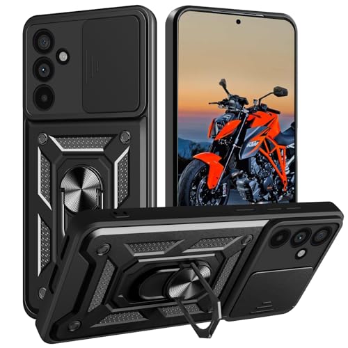 Image of Heavy Duty Back Case Cover for Samsung Galaxy S26 5G, Shockproof Samsung Galaxy S26 Back Cover, Ring Case with Kickstand and Camera Protection Shutter - Black