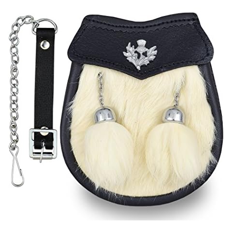 Boy Semi Dress White Semi Dress Sporran with a Thistle Emblem & Chain Belt Cover