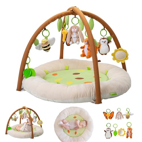 Close to Nature Playmat and Activity Gym by Two Little Feet, Innovative Super Thick Padded Mat for Supreme Comfort, New U.S. Launch