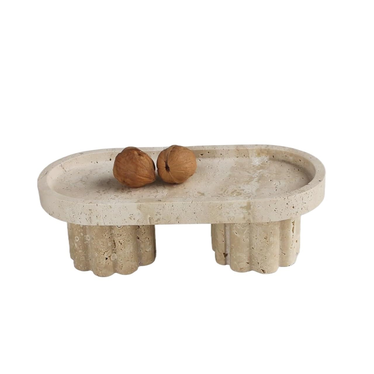 LIANXIBAG Natural Marble Oval Tray With 2 Legs, Vanity Organizer For Perfume, Candles, Jewelry