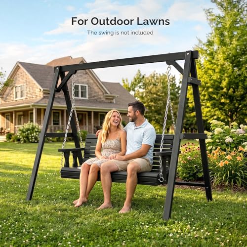 Image of VINGLI 6.2FT Wooden Porch Swing Frame for 4FT Swing, Black