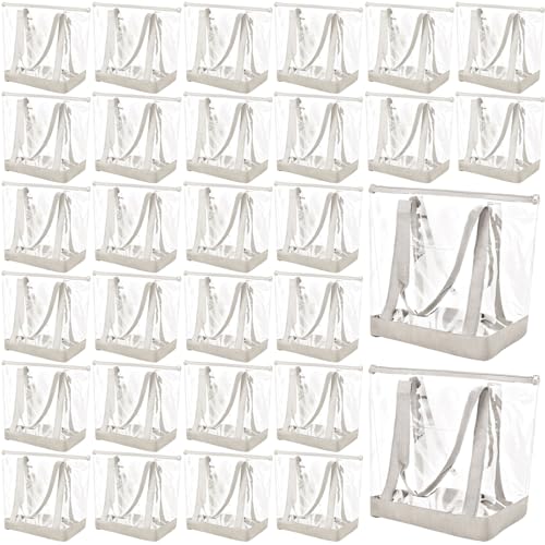 Image of Silkfly Clear Tote Bags Bulk, PVC Shoulder Handbag, Security Approved See Through Bag with Zipper Closure for Work