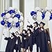 60pcs Blue White Silver Balloons, 12 Inch Royal Blue Metallic Silver Balloons for Class of 2025 Graduation Birthday Wedding Father’s Day Party Decorations