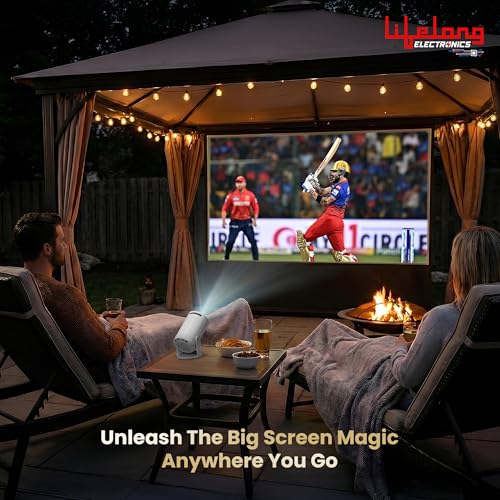 Image of Lifelong Electronics Lightbeam Smart Projector | Android, 1080P& 4K Ultra Support, 3000 Lumens, 720p Native | for Room & Outdoors | All OTT Apps | WiFi /BT, Mirroring, USB, HDMI, 180, Speakers