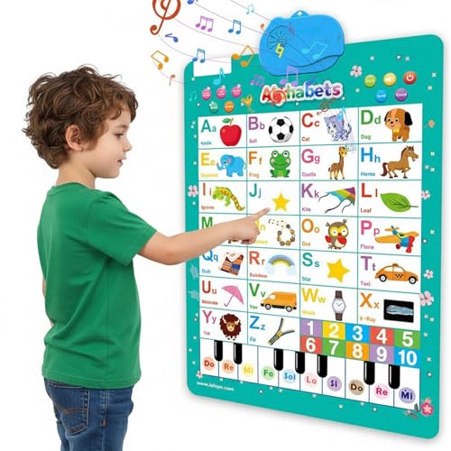 Electronic Alphabet Wall Chart | Talking ABCs & 123s Music Poster | Learning Toys for Toddlers 1-3 |Gifts for Toddler Girl Ages 1 2 3 4 5 | Learning Posters for Toddlers 2-4 Years