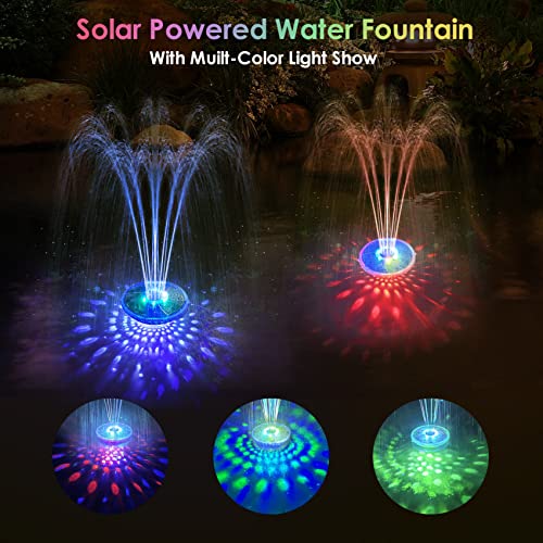 DeeprBetter Solar Pool Fountain Floating with Underwater Lights, Solar Powered Water Fountain Pump, 6 Lighting Modes Pool Waterfall Sprinkler Fountain for Above Ground Inground Pool, Pond - Thumbnail 2