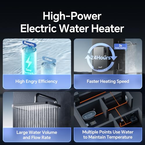 Image of Ranein 27kW Electric Tankless Water Heater, 240V On Demand Instant Endless Water Heater with LED Temperature Display, Control Knob, Space Saving Design, Up to 6.5 GPM for Whole House Water