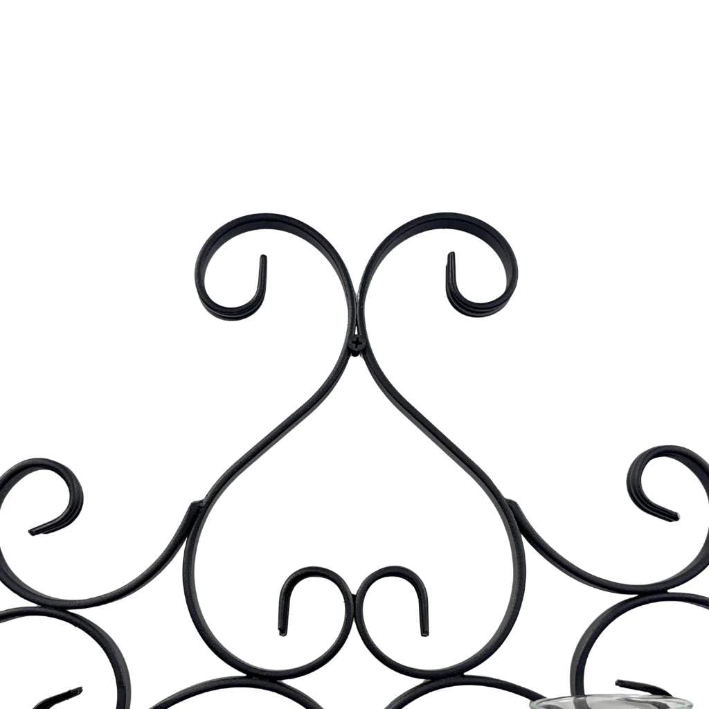 DanDiBo Wandteelichthalter Metall Schwarz Palace Wandkerzenhalter 63 cm Teelichthalter Wand Kerzenhalter Teelicht